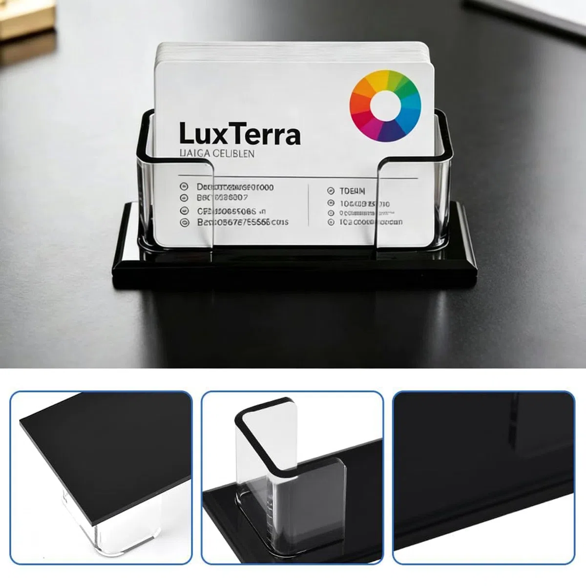 2 Pezzi Porta Biglietti da Visita per Scrivania, Supporto di Carte di Plastica Scrivania, Espositore per Biglietti da Visita, Per Uffici, Fiere, Reception