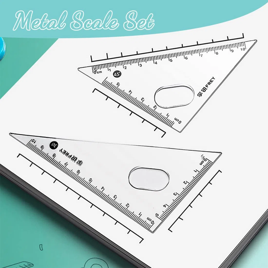 7 Pcs Set Geometria per Studenti, compasso scuola media, compasso scuola elementare, Compasso Goniometro Matematica con Righelli, Scatola di Kit Goniometro per Materiale Scolastico e Scolastico