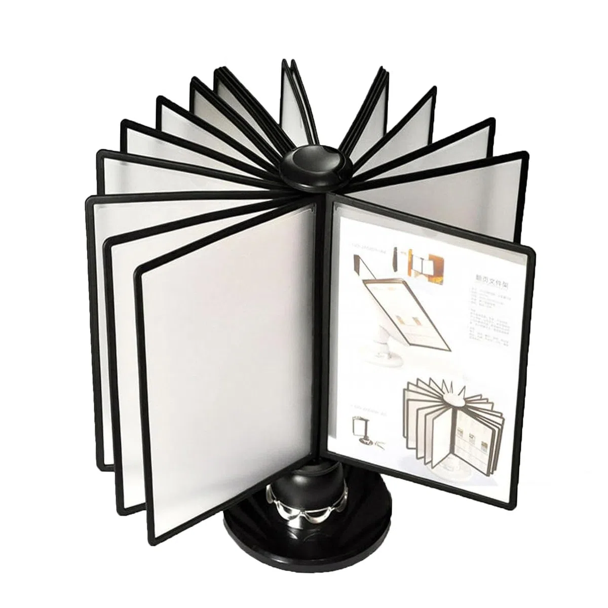 Portadocumenti da scrivania girevole – Organizzatore di riferimento desktop, 20 pannelli bifacciali, inserto rotante per poster documenti A4, per esposizione e archiviazione in ufficio/magazzino A4,