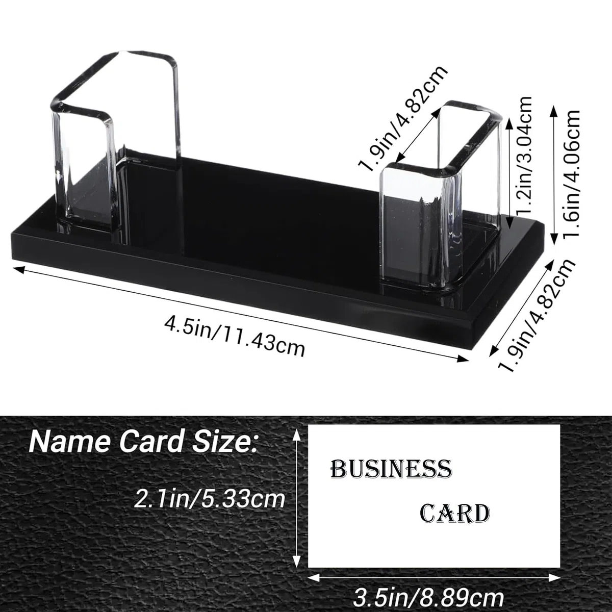 2 Pezzi Porta Biglietti da Visita per Scrivania, Supporto di Carte di Plastica Scrivania, Espositore per Biglietti da Visita, Per Uffici, Fiere, Reception