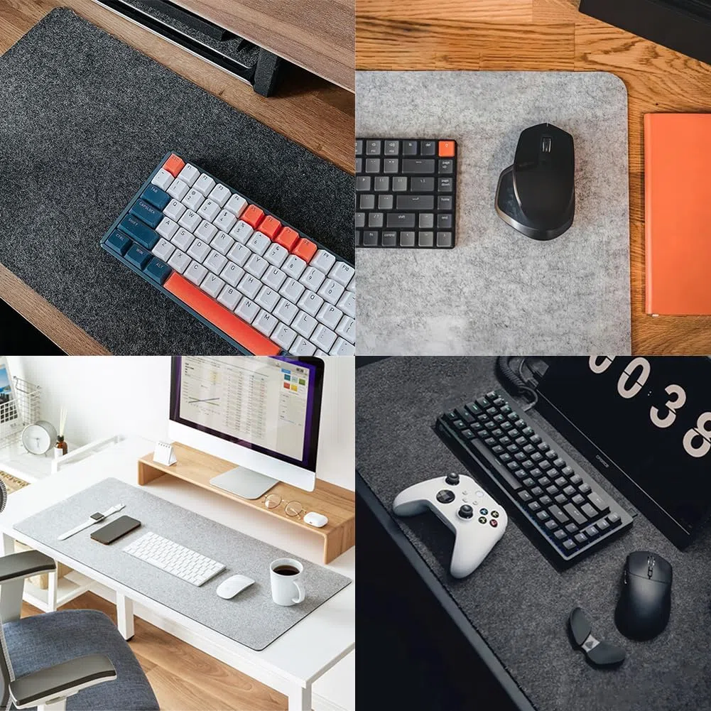 Tappetino scrivania feltro grigio scuro - 100 x 43 cm 3 mm di spessore Sottomano antiscivolo, mousepad xxl, tappetino da scrivania per l'ufficio e la casa