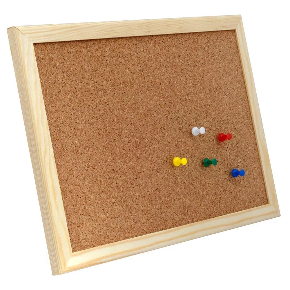 Memobe Bacheca in sughero, 30 x 21 cm, in sughero con cornice in legno, per appendere foto, appunti, superficie in sughero naturale, per ufficio, disposizione verticale o orizzontale