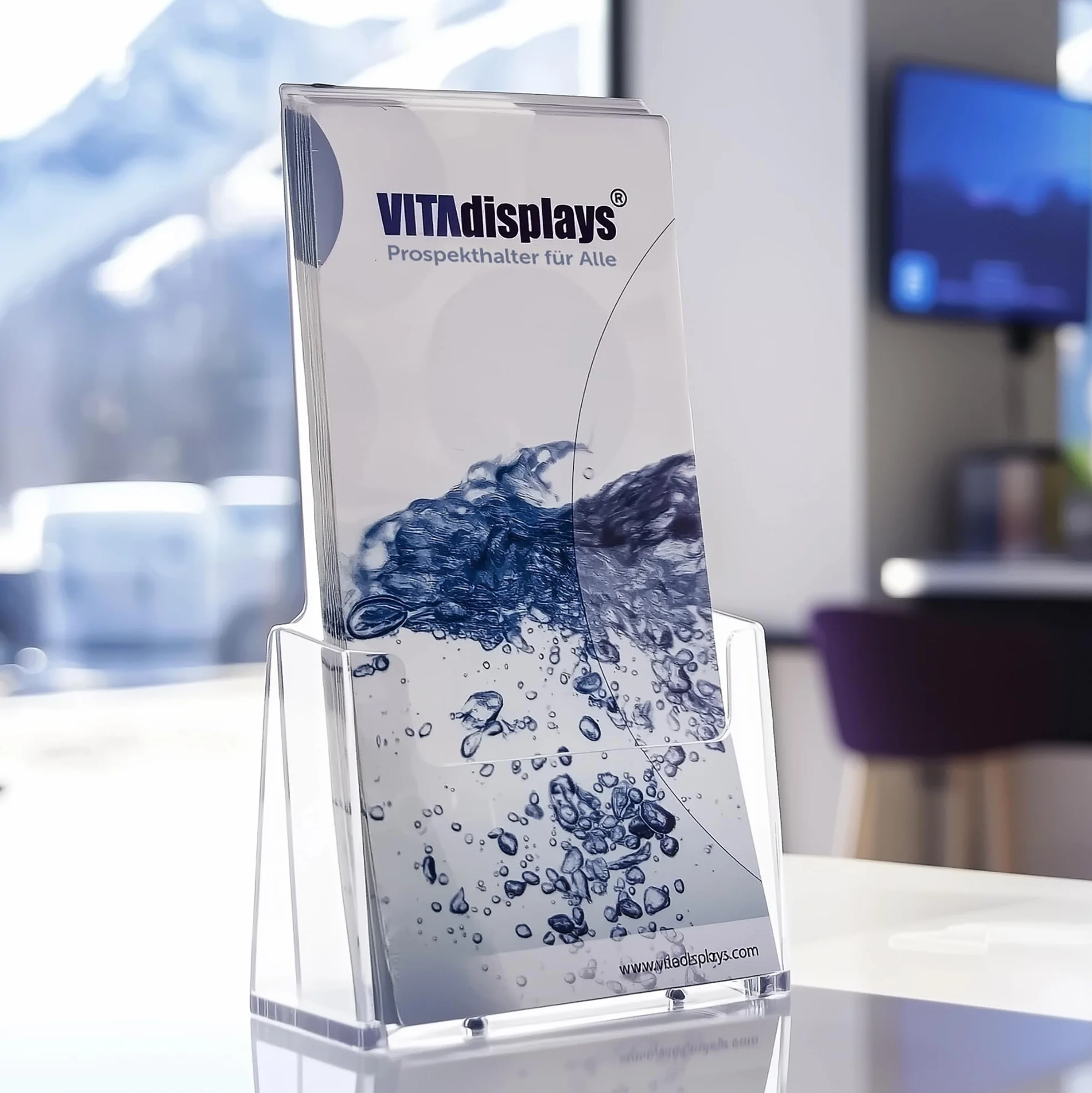 VITAdisplays 5 pezzi portadepliant da tavolo DIN lungo (DL) come supporto per volantini, portadepliant, portadepliant trasparente