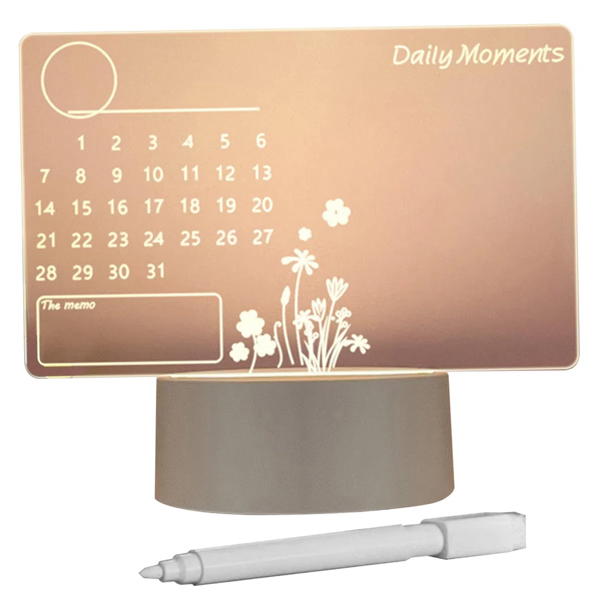 Lavagna per Appunti a LED Lavagna Cancellabile a Secco Illuminata in Acrilico Con Penna Tavolo Da Disegno a LED USB Lavagna a LED Alimentata a Batteria, Senza Batteria, Lavagna per Calendario