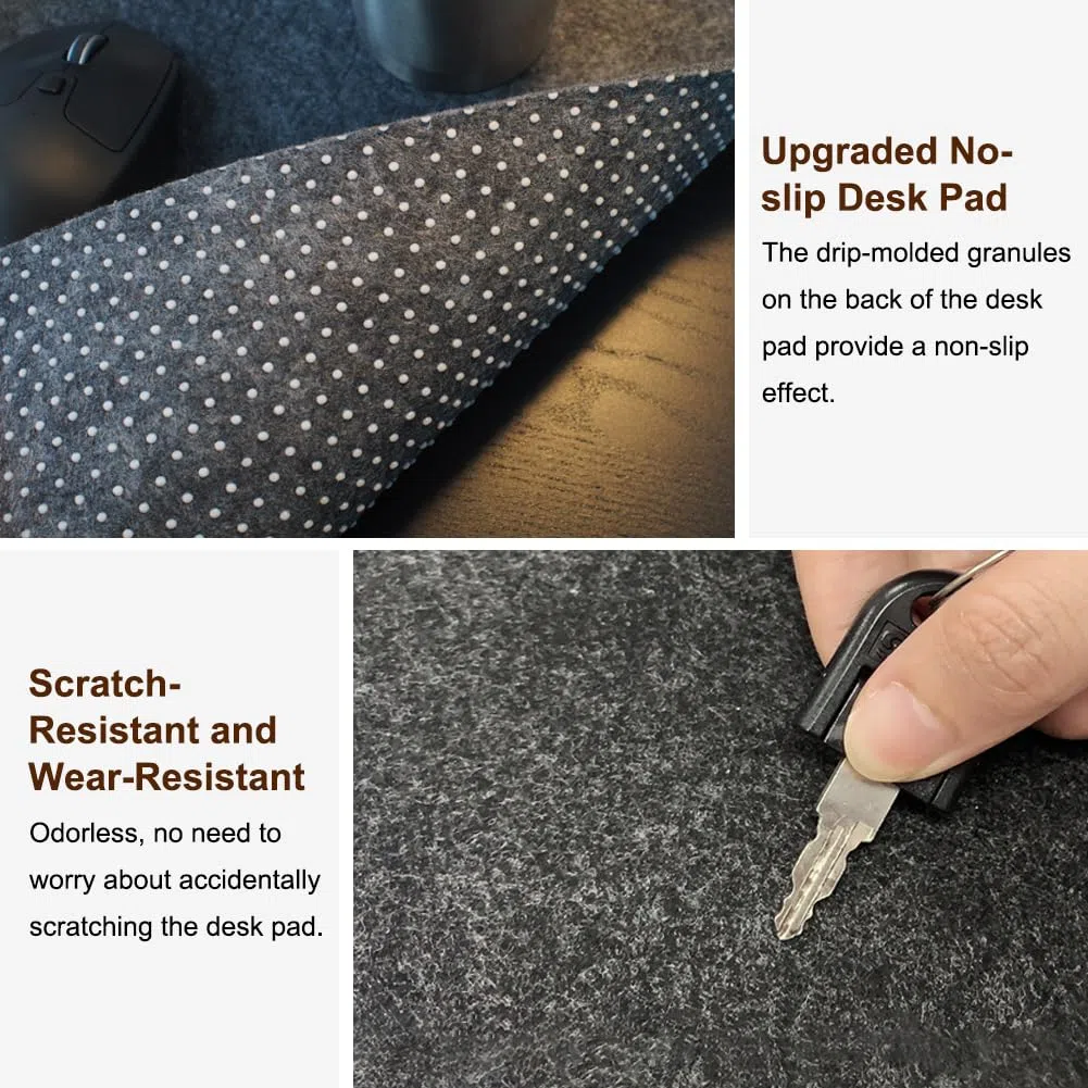 Tappetino scrivania feltro grigio scuro - 100 x 43 cm 3 mm di spessore Sottomano antiscivolo, mousepad xxl, tappetino da scrivania per l'ufficio e la casa