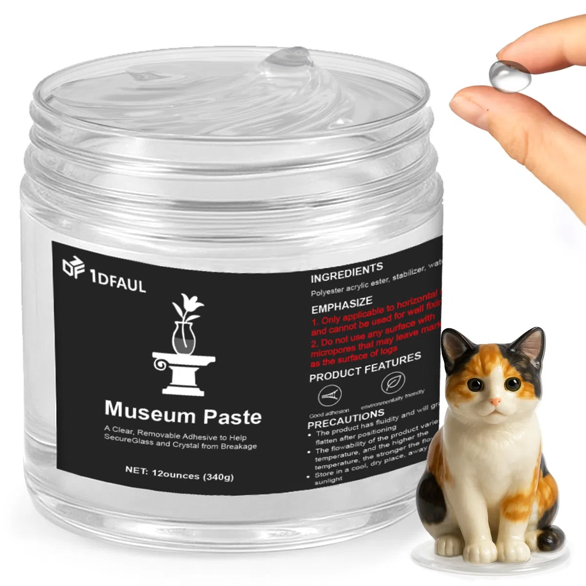 1DFAUL 12 oz gel trasparente museo, mastice da museo trasparente, rimovibile, riutilizzabile e senza residui, artefatti e decorazioni per prevenire vibrazioni e cadute