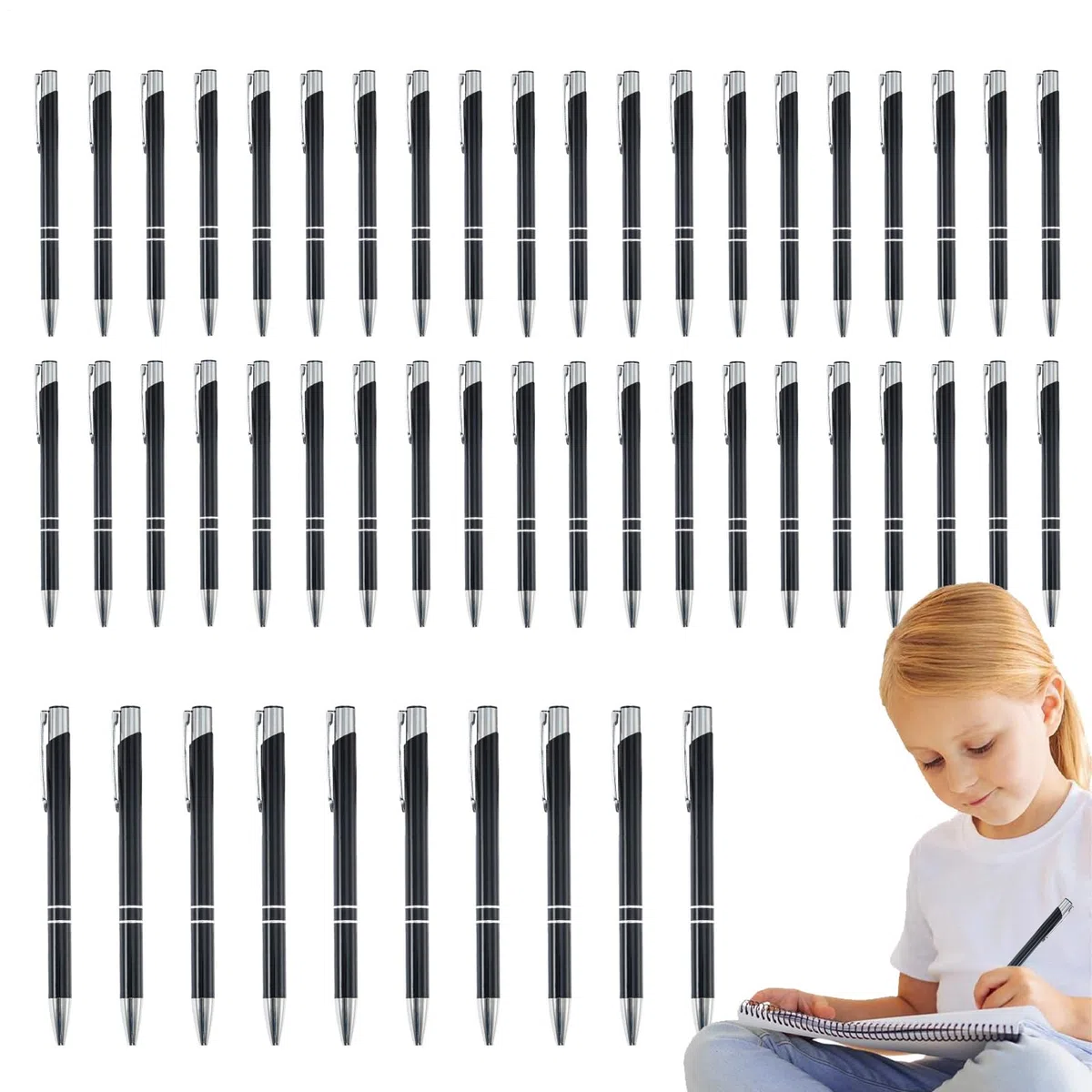 Signature Pen – 50 penne per firma in metallo, matita multifunzione con clip argentata, cancelleria alla moda per studenti, insegnanti, professionisti, riunioni, diari di nozze