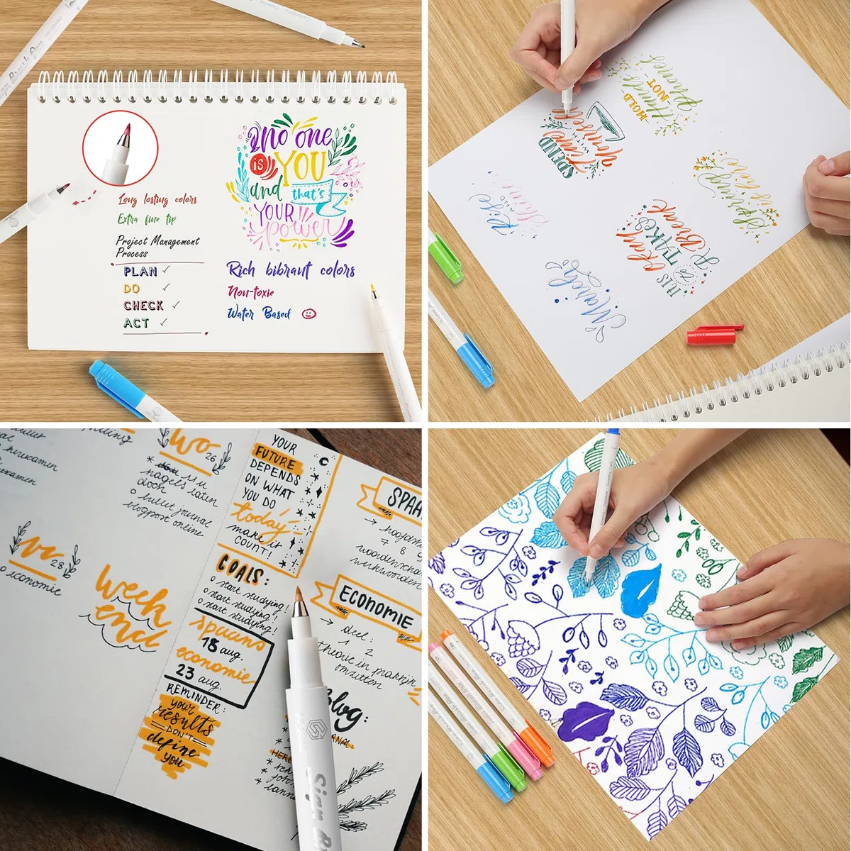 Penna calligrafica - 16 colori di penne fudenosuke con punta a pennello, set calligrafia per principianti, lettering, scrittura, disegno, colorazione, bullet journal GC-SB16