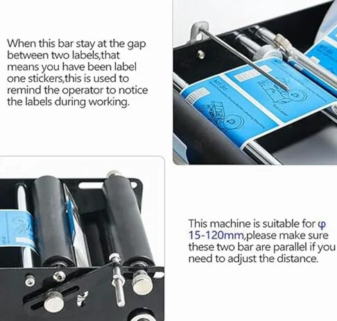 Stampante per etichette adesive manuali con dispositivo di incollaggio regolabile per un'applicazione efficiente dell'etichetta su lattine, bottiglie di plastica, vetro