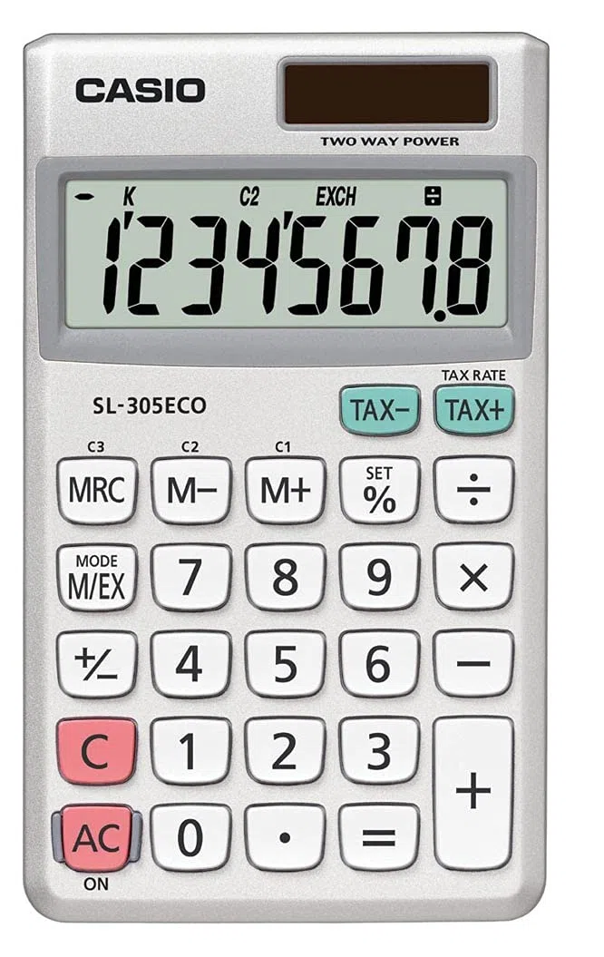 CASIO SL-305 ECO calcolatrice tascabile - Display a 10 cifre, composta per 40% di plastica riciclata