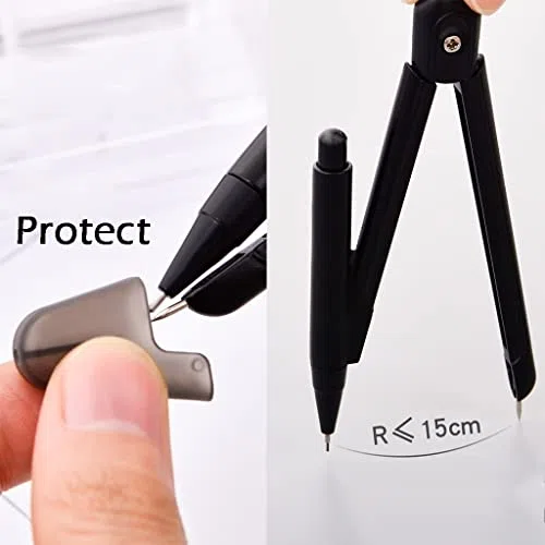 Kit per geometria, set matematico con bussola, goniometro e matita per disegno degli studenti, strumenti essenziali per disegnare e cancelleria