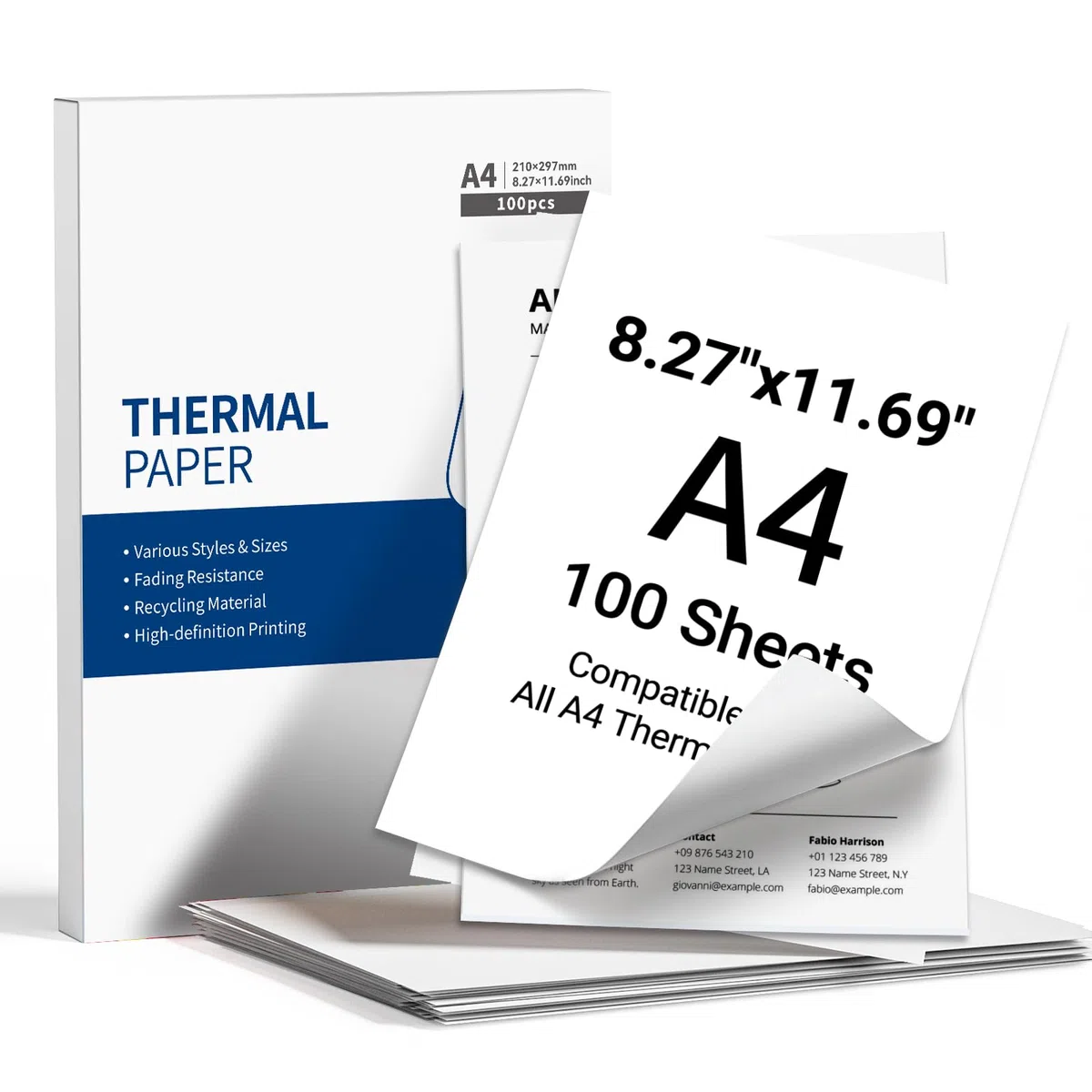 Carta termica A4 per stampante A285 A28U M832 M834 e ogni stampante termica A4, 100 fogli 210 x 297 mm (8,27" x 11,69")