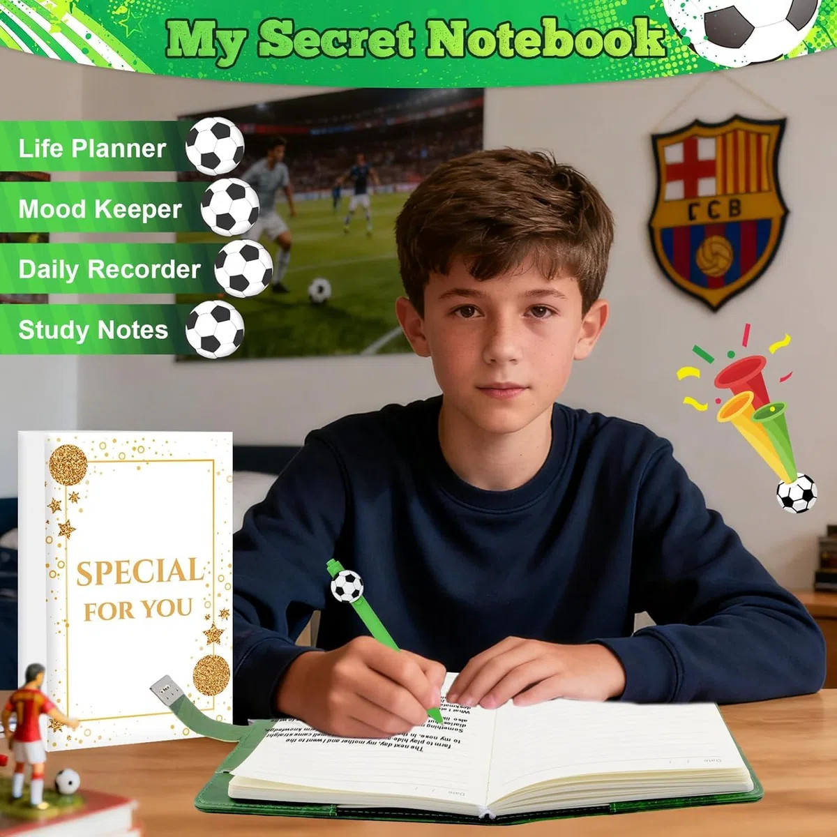 Diario Segreto Bambino Ragazzi, Regalo Ragazzo 7 8 9 10 11 12 13 14 15 Anni, Diario con Lucchetto per Ragazzi, Pasqua Regali Compleanno Regali per Ragazzo Teen, Cancelleria Quaderno Penna Diario Scuol