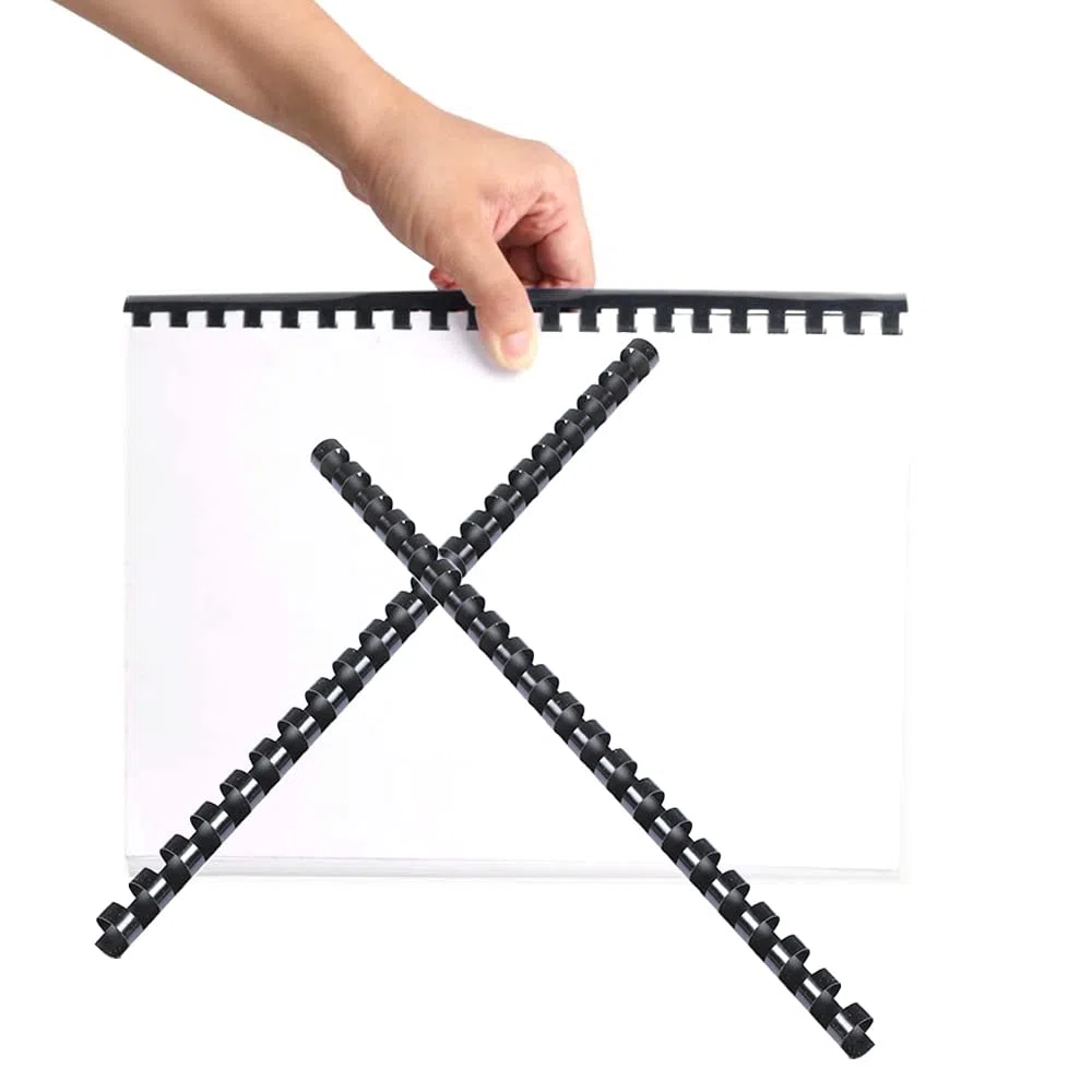 Dorsi Plastici per Rilegatura A4 14mm Spirali per Rilegatura Dorsi per Rilegatura in Plastica Pettine per Rilegatura 21 Anelli Nero per 100 Pagine 25 Pezzi 29,7cm