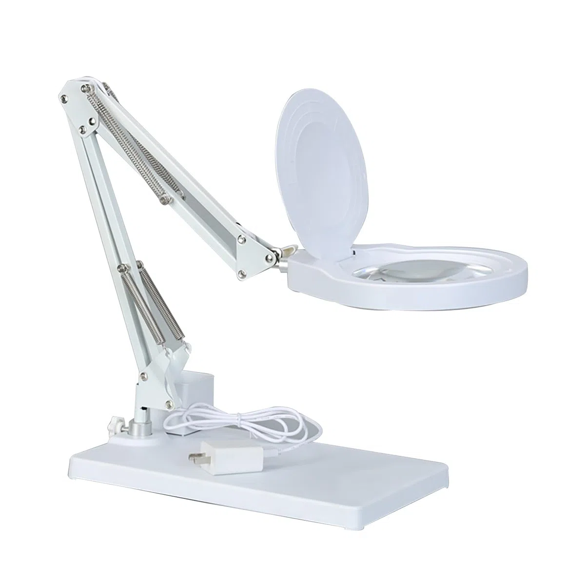 Lente d'ingrandimento con luce e supporto, lampada d'ingrandimento 10X, lente in vetro ottico grande da 5", lente d'ingrandimento da scrivania con braccio girevole regolabile per la lettura hobbi