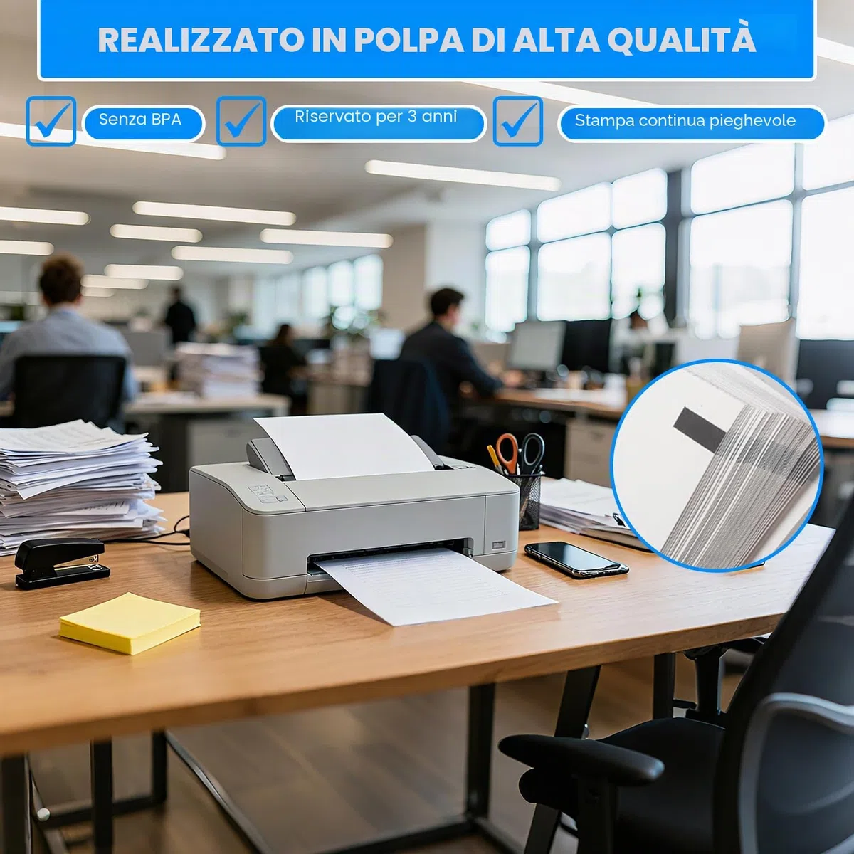 (200 Fogli) Carta Termica A4 per Stampante,Carta Termica A4 Pieghevole,Compatibile con la Maggior Parte Delle Stampanti Termiche,Senza BPA,Adatto per Documenti, Siti Web e Foto