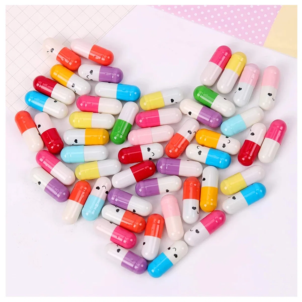 200Pcs Capsule Letters con Messaggio Carta Dell'amicizia, Half Pill in Random Color