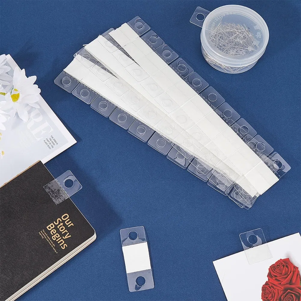 CRASPIRE 120 pz Linguette per Appendere Linguette per Appendere con Foro Tondo Trasparente Linguette Adesive Linguette per Appendere Autoadesive Linguette per Appendere in Plastica Ganci per Articoli
