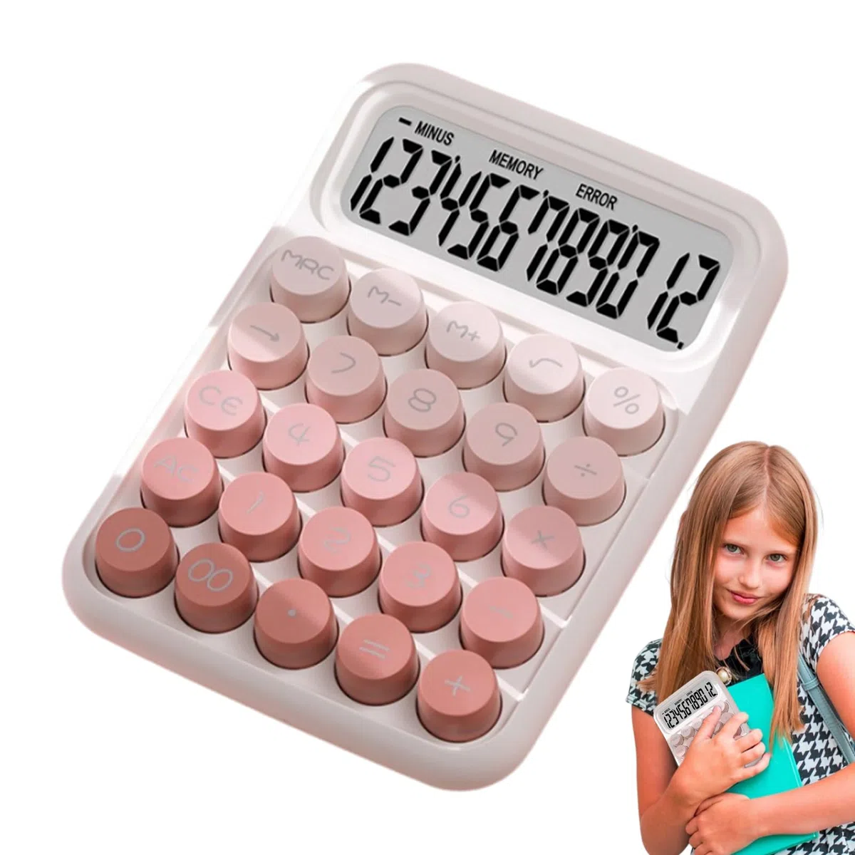 Calcolatrice meccanica per bambini, Calcolatrice carina da tavolo antiscivolo, Calcolatrice portatile, Calcolatrici da tavolo meccaniche per studenti, Generico