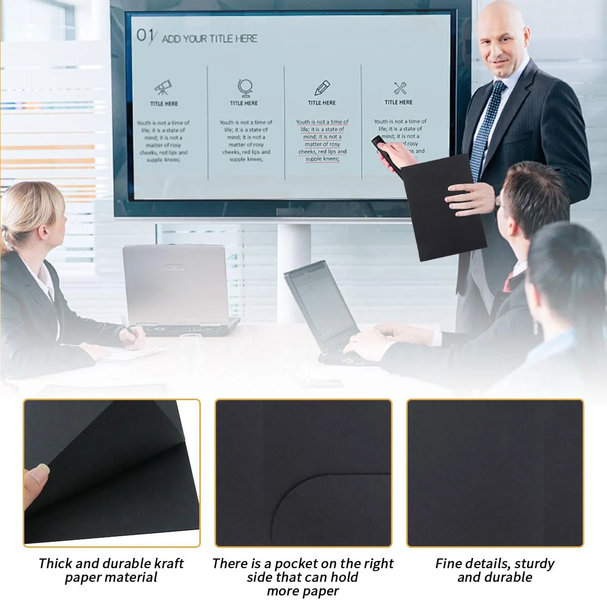 12 Pezzi Cartella di File A4 in Carta Kraft, Cartelline Portadocumenti, Cartella Portadocumenti con Scomparto, Cartellina per Documenti, Progetti e Documenti Presentazioni per Ufficio, Scuola, Casa