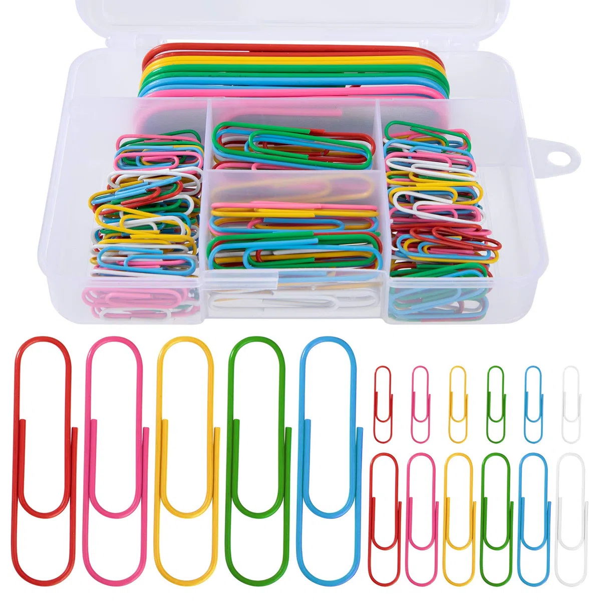 Graffette Colorate 5 Colori Piccole Medie Grandi Fermagli per Carta 28mm, 50mm, 100mm Clip di Carta Colorate per Documenti, Scuola, Forniture per Ufficio 250 Pezzi