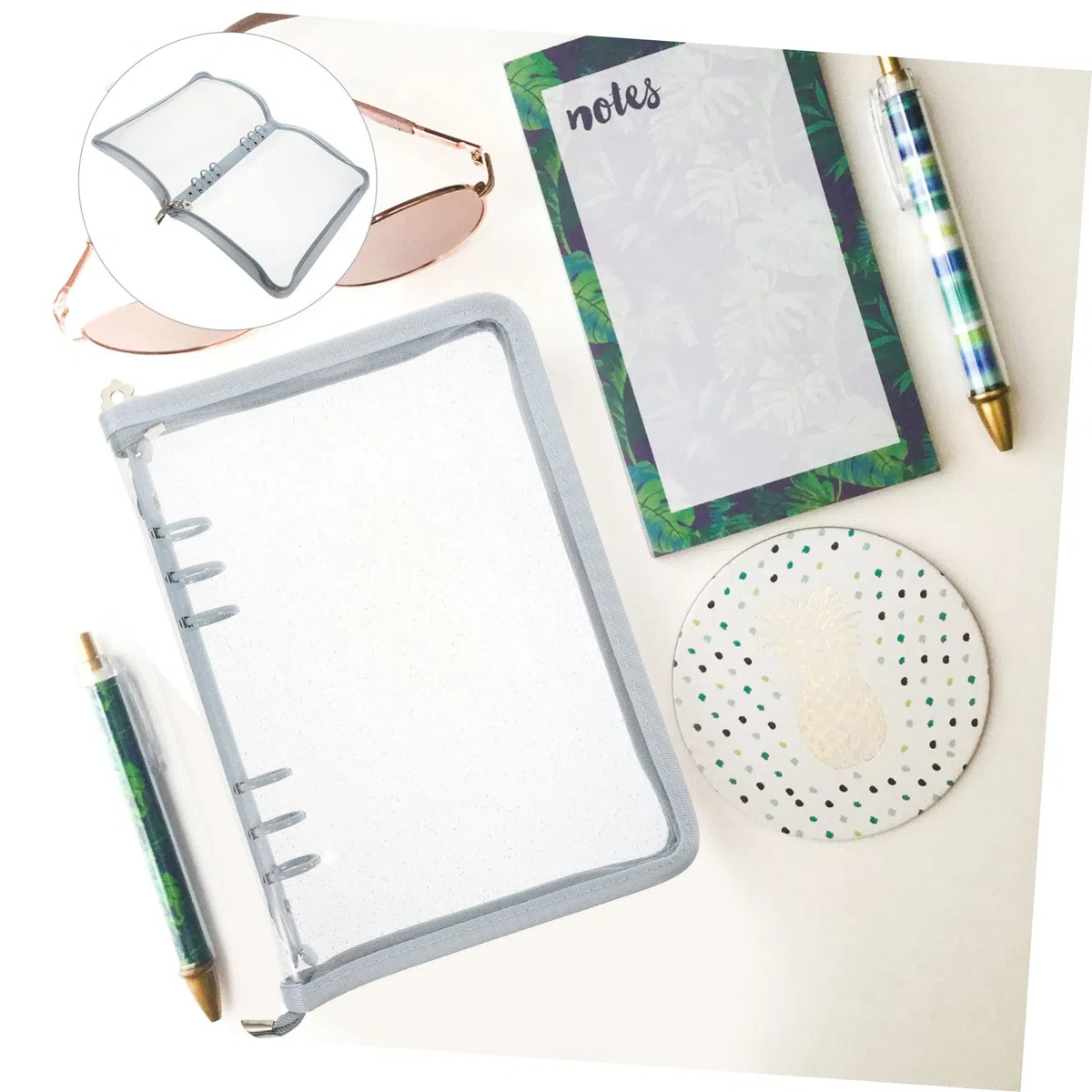 SHINEOFI Copertina Per Quaderno Cerniera A6 6 Anelli in Materiale Resistente Sfumatura Blu Fibbia Protettiva Per Raccoglitore Da Viaggio e Forniture Per La Scuola