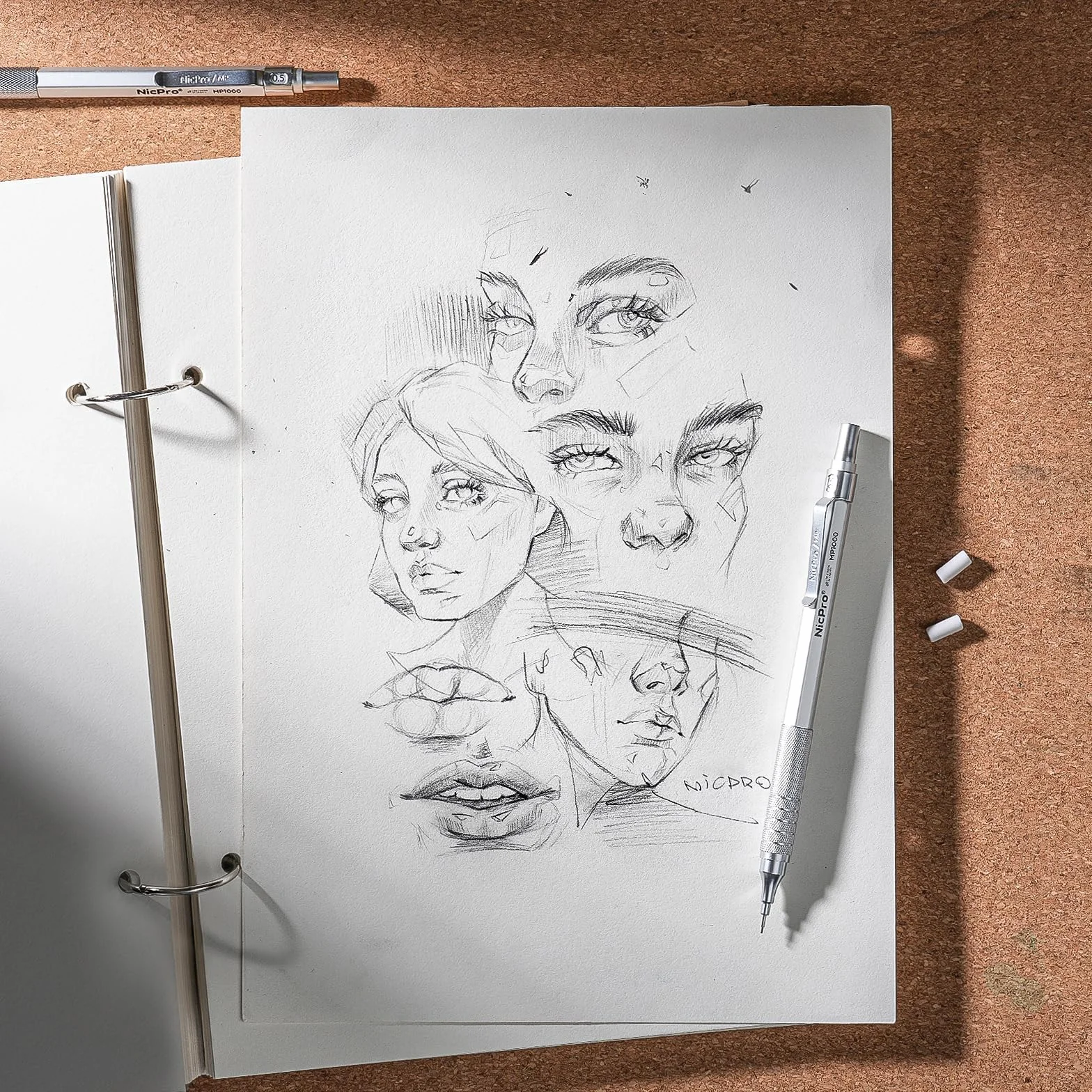 Nicpro 2 Pezzi 0,5 & 0,7mm Metallo Matite Meccaniche Set con Astuccio, Art Matite Portamine con 4 Tubi HB Mine, 2 Gomma, 9 Ricariche Di Gomma, Astuccio Per Artista Disegno Scrittura, Schizzi