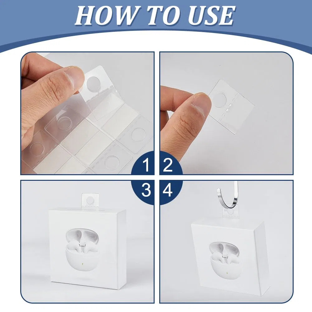 CRASPIRE 120 pz Linguette per Appendere Linguette per Appendere con Foro Tondo Trasparente Linguette Adesive Linguette per Appendere Autoadesive Linguette per Appendere in Plastica Ganci per Articoli