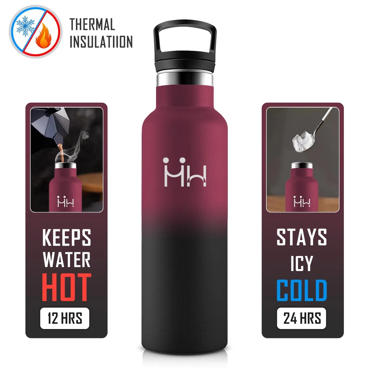 Borraccia Termica Bambini 500ml, Borraccia con Cannuccia, Bottiglia in Acciaio Inox a Prova di Perdite, senza BPA, Borracce per Bambini, Scuola, Palestra, Ciclismo