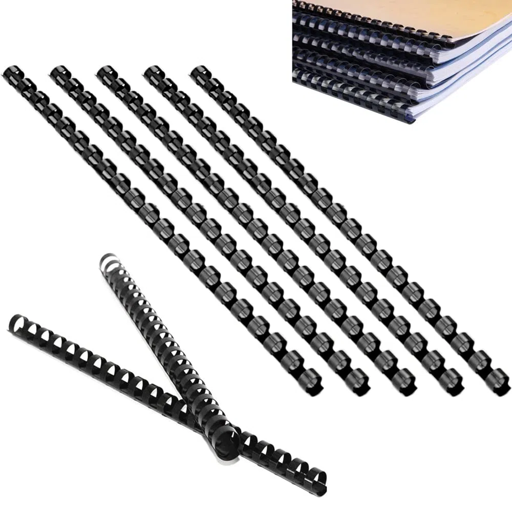 Dorsi Plastici per Rilegatura A4 14mm Spirali per Rilegatura Dorsi per Rilegatura in Plastica Pettine per Rilegatura 21 Anelli Nero per 100 Pagine 25 Pezzi 29,7cm