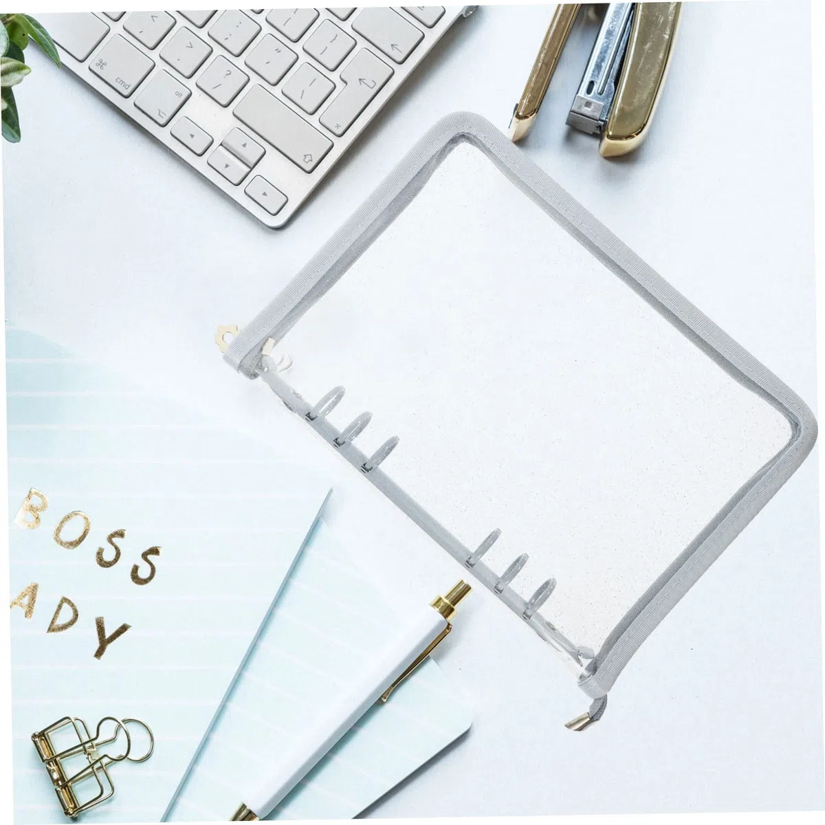 SHINEOFI Copertina Per Quaderno Cerniera A6 6 Anelli in Materiale Resistente Sfumatura Blu Fibbia Protettiva Per Raccoglitore Da Viaggio e Forniture Per La Scuola