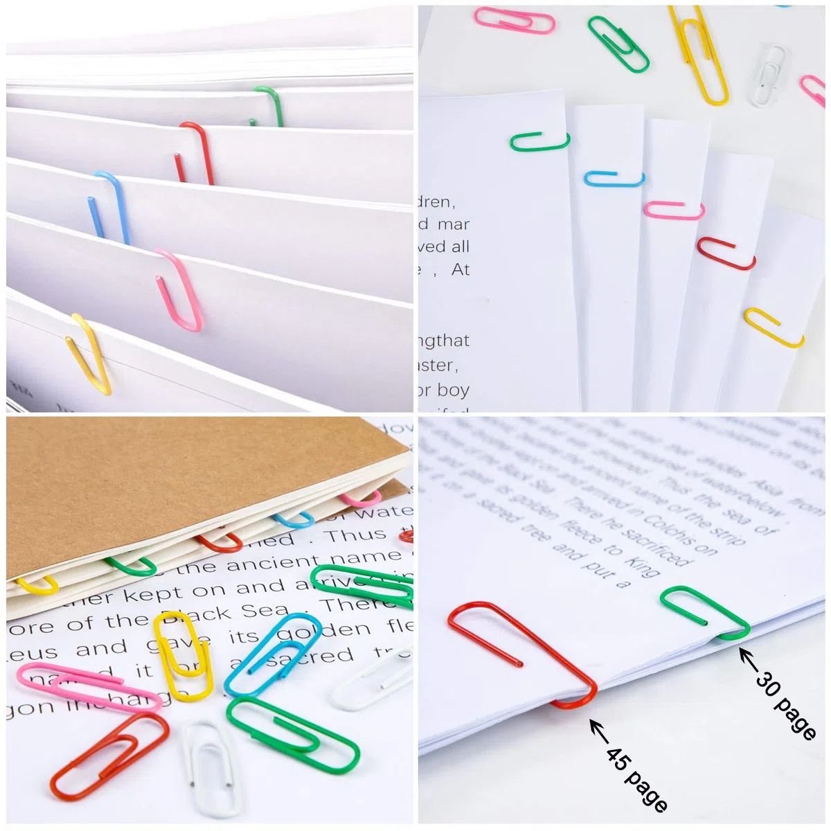 Graffette Colorate 5 Colori Piccole Medie Grandi Fermagli per Carta 28mm, 50mm, 100mm Clip di Carta Colorate per Documenti, Scuola, Forniture per Ufficio 250 Pezzi