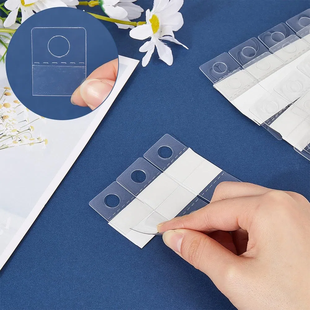 CRASPIRE 120 pz Linguette per Appendere Linguette per Appendere con Foro Tondo Trasparente Linguette Adesive Linguette per Appendere Autoadesive Linguette per Appendere in Plastica Ganci per Articoli