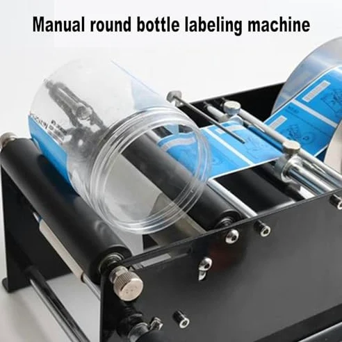 Stampante per etichette adesive manuali con dispositivo di incollaggio regolabile per un'applicazione efficiente dell'etichetta su lattine, bottiglie di plastica, vetro