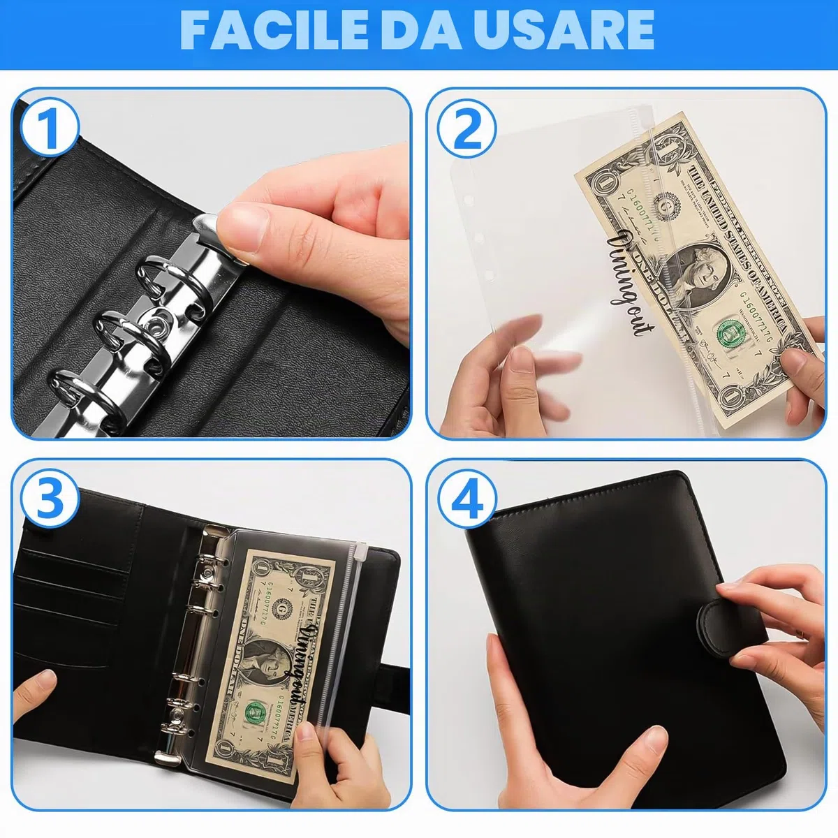 40 Pezzi Tasche per Raccoglitori A6, PVC Trasparente 6 Fori Borsa per Raccoglitore A6 per Documenti, Quaderni, Foto, Fattura, Carte