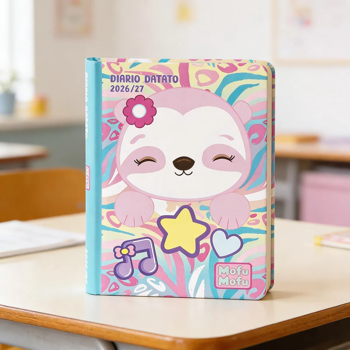MOFU MOFU - Diario Scuola 2026-2027, Agenda 12 Mesi per Scuola Elementare e Media, Copertina Imbottita e 352 Pagine Colorate con Attività e Giochi, Ideale per Bambini e Bambine, 13x18.5 cm
