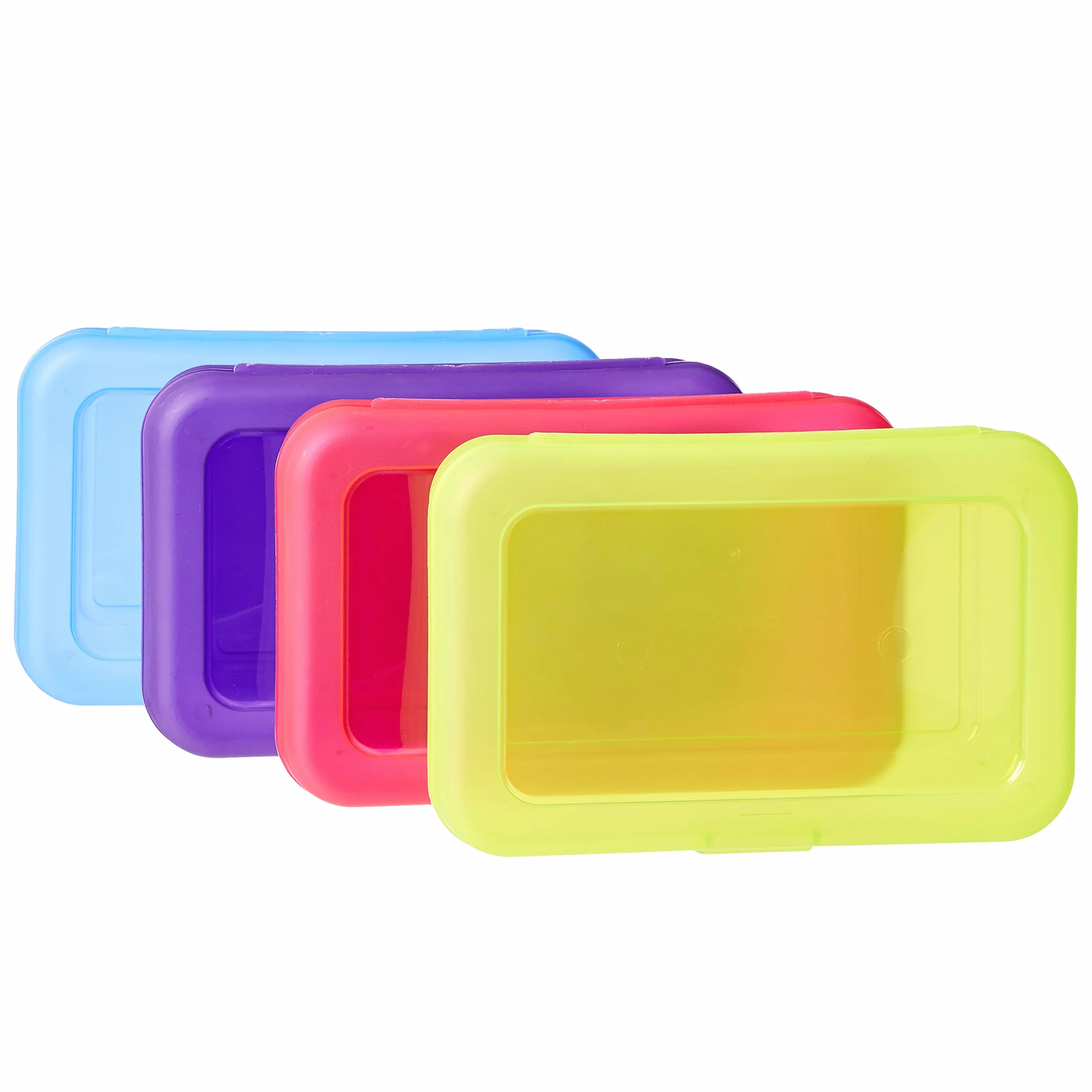 Amazon Basics Scatoletta portapenne, 4 unità, confezioni da 1, Multicolore, Solido
