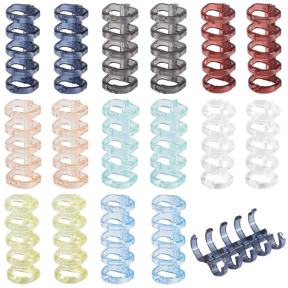 1 scatola 32 pezzi 8 colori 5 anelli In Plastica per Raccoglitori A Fogli Mobili, Anelli A Spirale per Rilegatura di Libri, Dorsi In Cristlega, Pettini, Morsetti con Cerniera Divisi per Diari