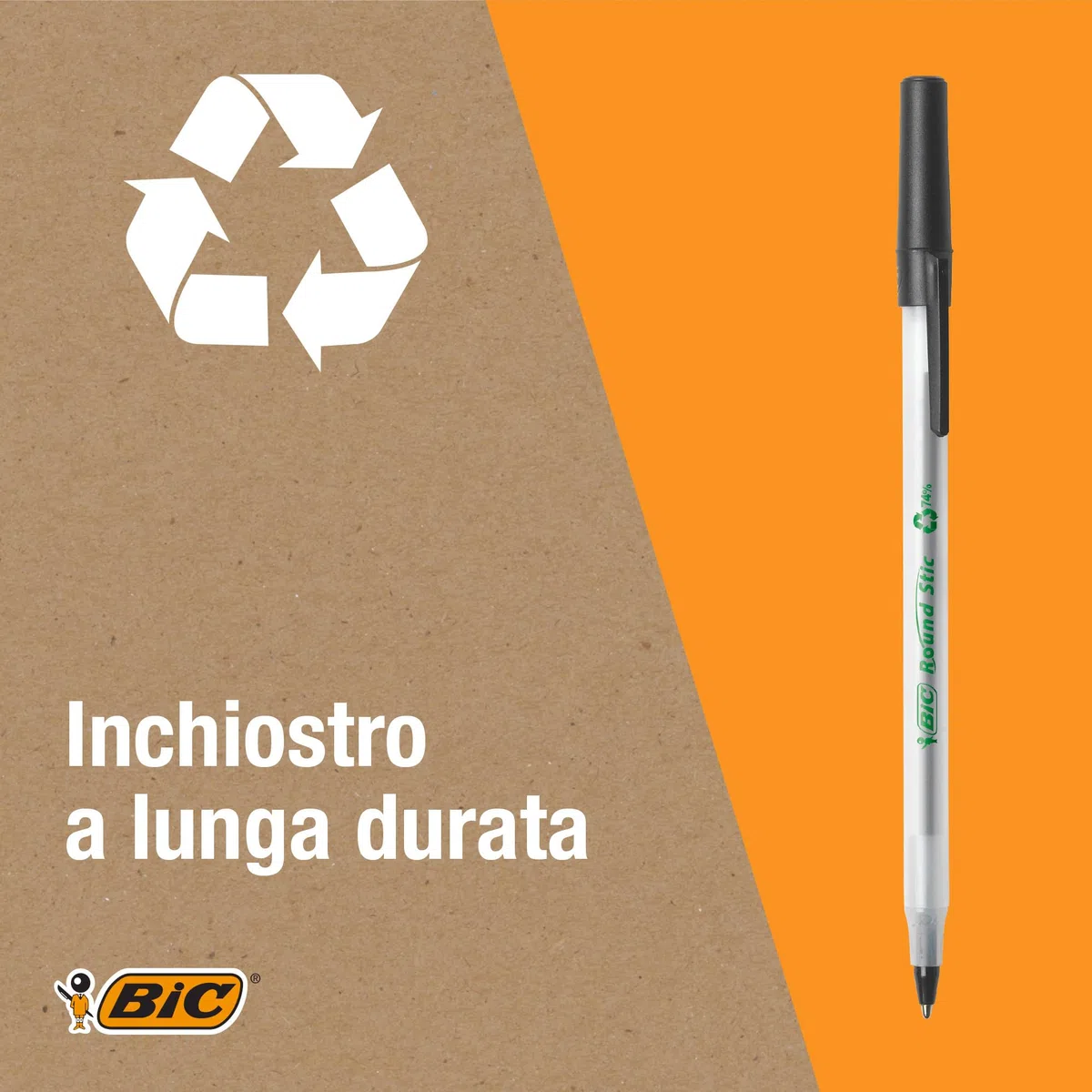 BIC Ecolutions Round Stic, Penne Nere a Sfera, 74% di Plastica Riciclata, Punta Media 1 mm, 60 Unità, Cancelleria Ufficio