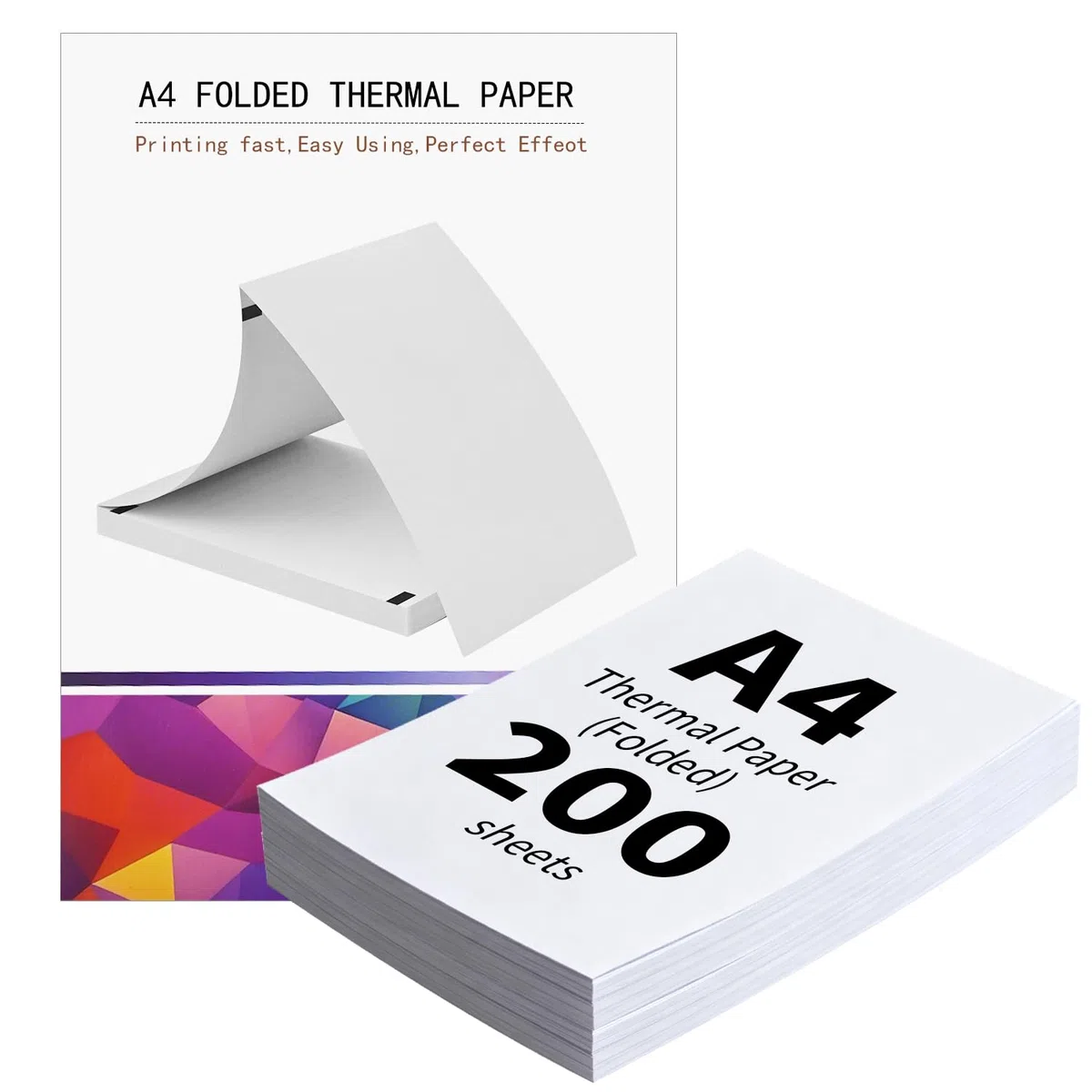 (200 Fogli) Carta Termica A4 per Stampante,Carta Termica A4 Pieghevole,Compatibile con la Maggior Parte Delle Stampanti Termiche,Senza BPA,Adatto per Documenti, Siti Web e Foto