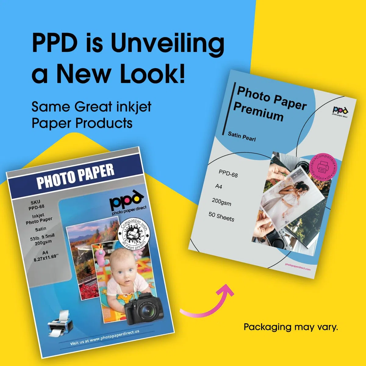PPD A4 50 Fogli 200g Carta Fotografica Professionale Satinata Perlata Per Inkjet - PPD-68-50