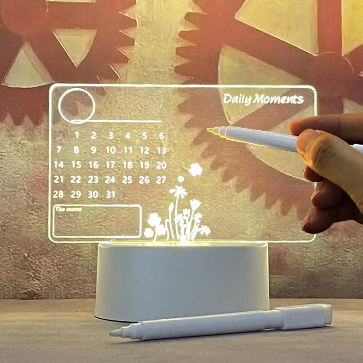 Lavagna per Appunti a LED Lavagna Cancellabile a Secco Illuminata in Acrilico Con Penna Tavolo Da Disegno a LED USB Lavagna a LED Alimentata a Batteria, Senza Batteria, Lavagna per Calendario
