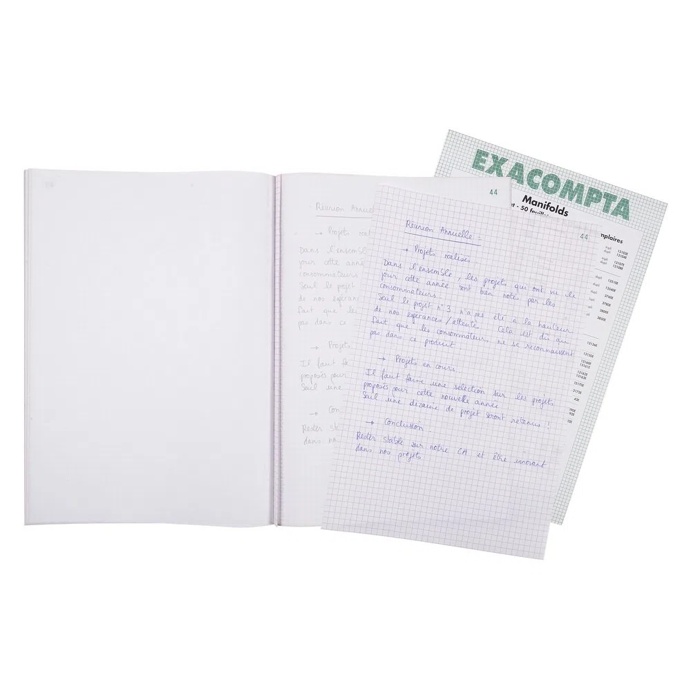 EXACOMPTA 3300E Manifold Quadrille 5x5 29,7x21cm 50 Feuillets Dupli Autocopiants