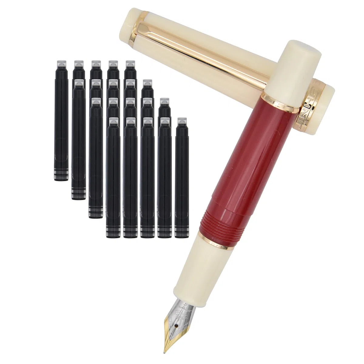 Jinhao 82 Mini penna stilografica in plastica, penna da viaggio tascabile a paragrafo corto, con convertitore di inchiostro e 20 cartucce di inchiostro nero, pennino extra fine iridio, rosso