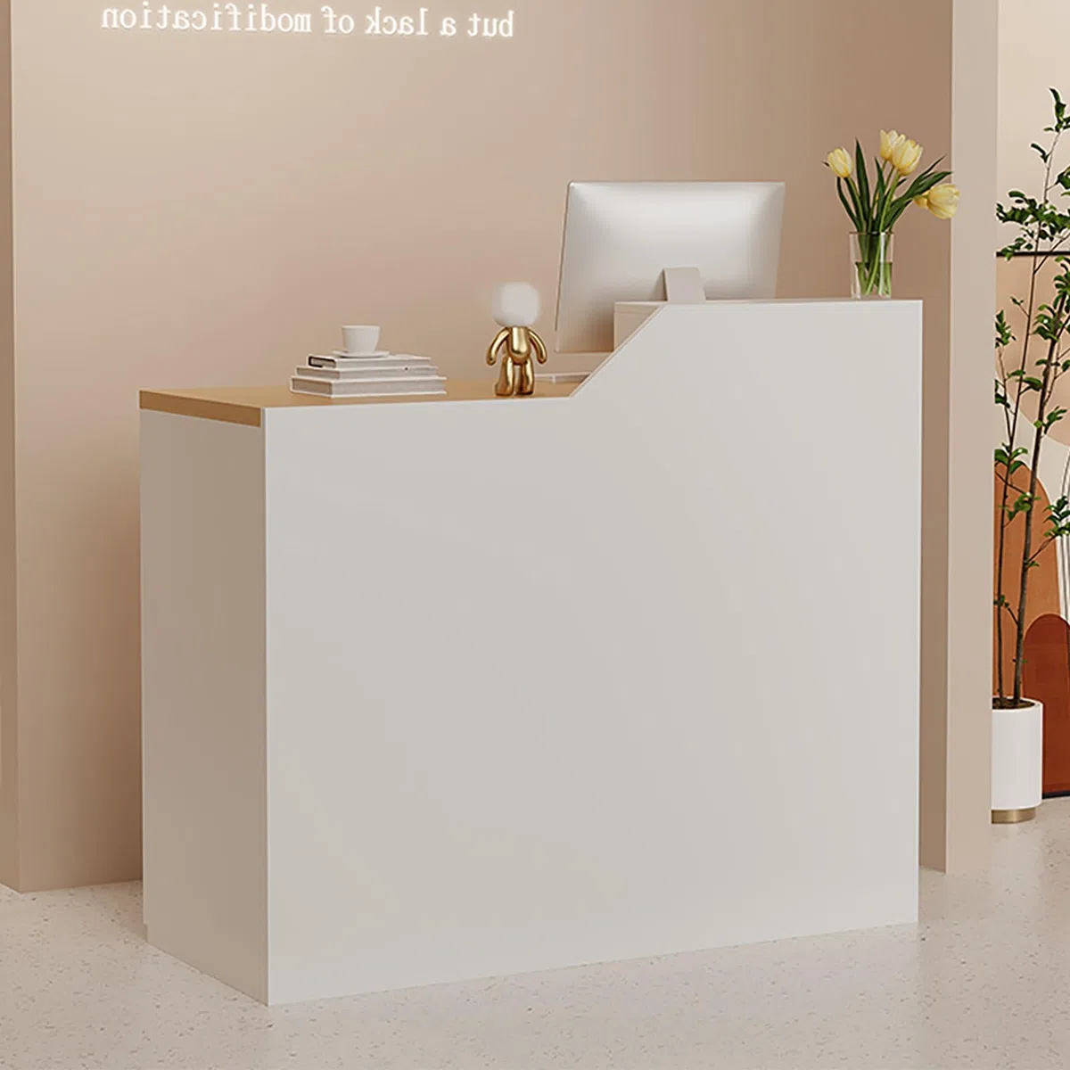 Bancone Reception Giallo con cassetti e armadietti con Serratura Ideale per Piccoli Bar e Negozi di Abbigliamento 80x50x107cm
