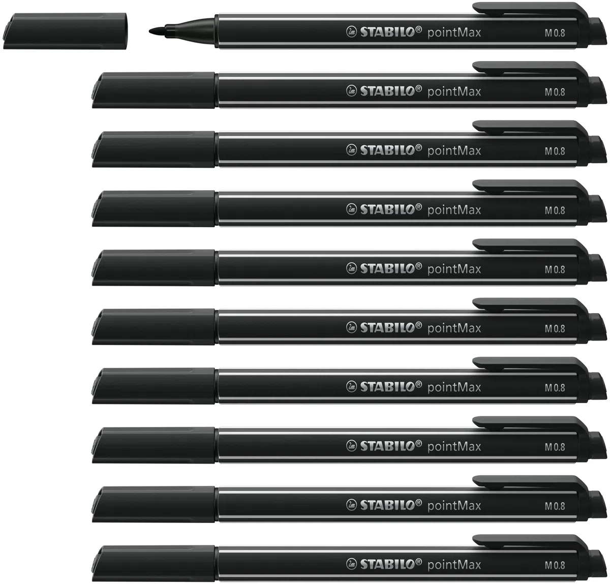 STABILO pointMax - Fineliner Premium - Confezione da 10 - Nero