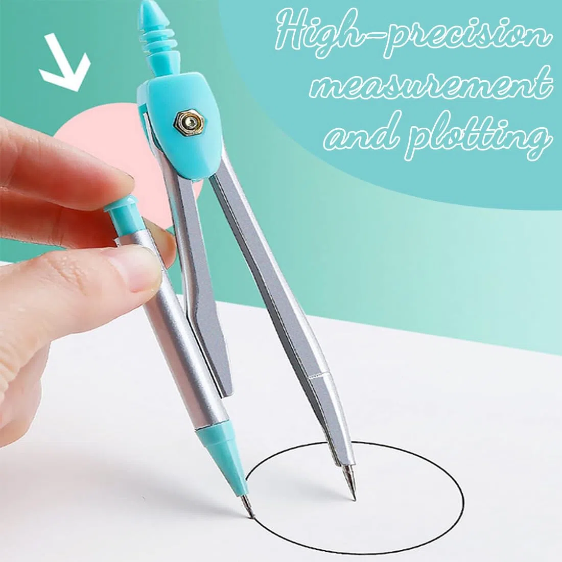7 Pcs Set Geometria per Studenti, compasso scuola media, compasso scuola elementare, Compasso Goniometro Matematica con Righelli, Scatola di Kit Goniometro per Materiale Scolastico e Scolastico