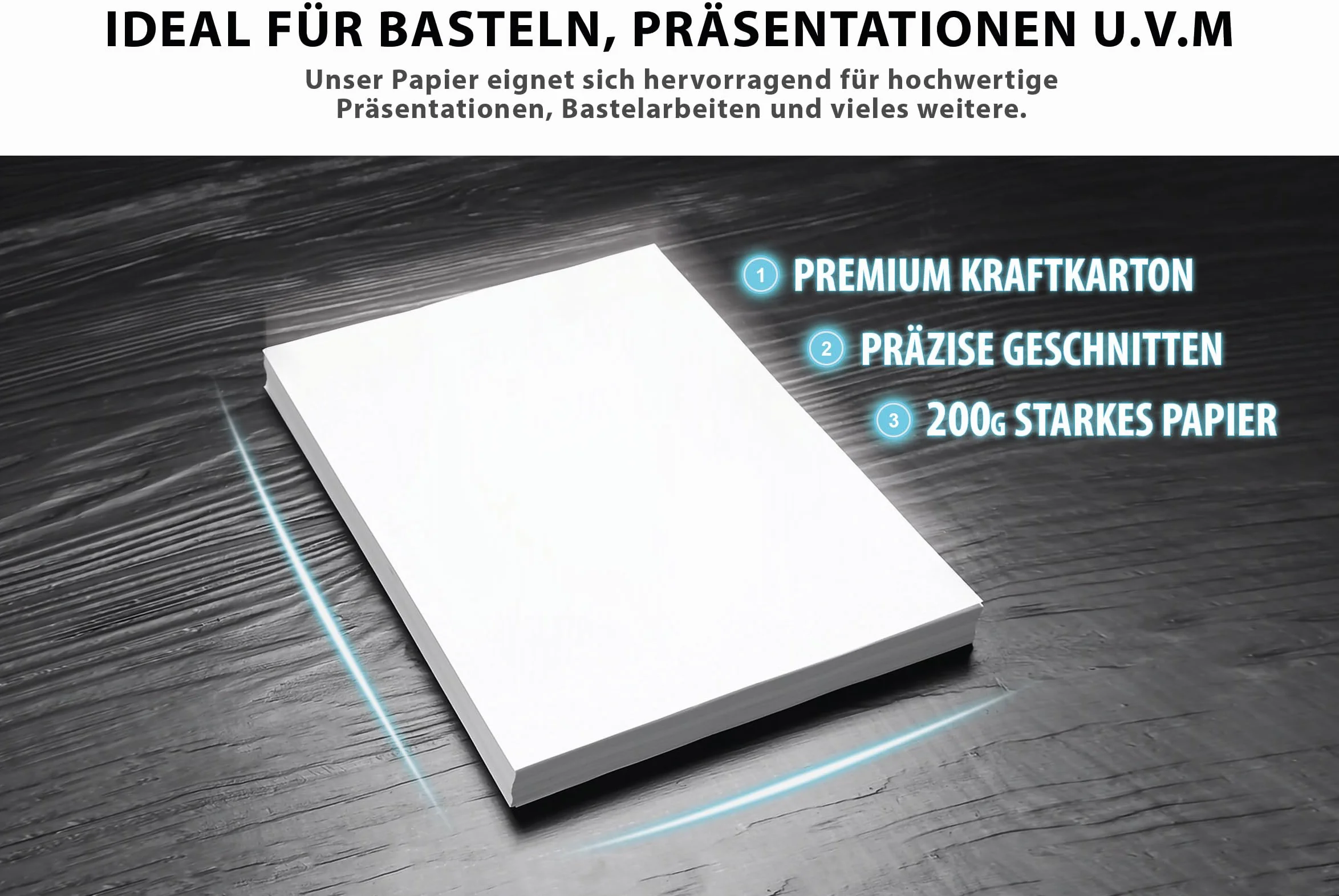 Carta fotografica opaca A4 DIN 200 g/m² – 100 fogli – carta premium bianca per stampante inkjet e laser, cartoline, lettere, presentazioni, artigianato, cartoncino, scrapbooking – Prodotto in Germania