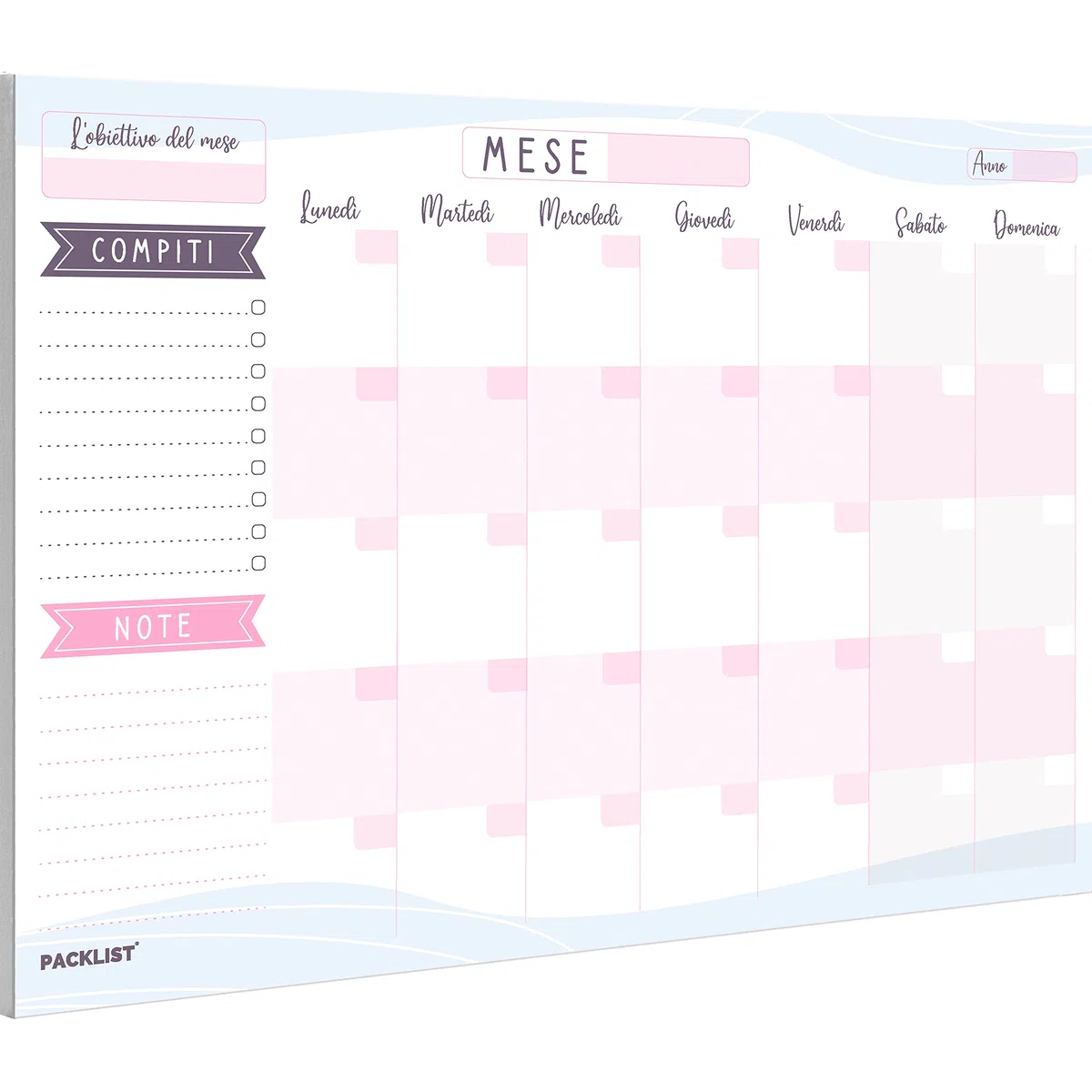 Planner Mensile Scrivania - Planning da Tavolo A4, 25 Flogi - Agenda Appuntamenti - Calendario Perpetuo di Design Esclusivo