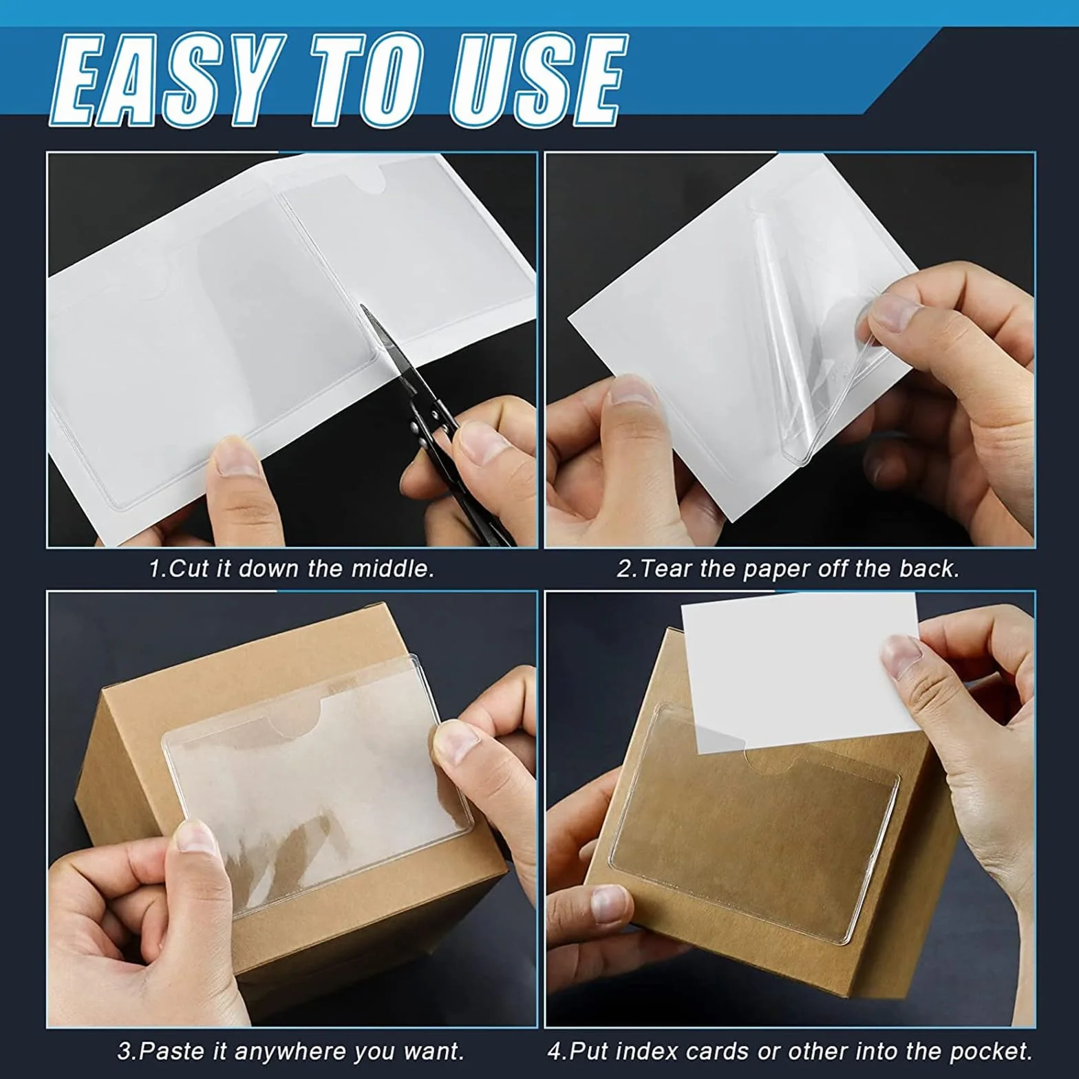 Tasche Adesive Trasparenti, 36 Pezzi (10*6)cmPorta Etichette Autoadesive, Tasche Per Carte Adesive Porta Biglietti Da Visita Autoadesivi In ​​Plastica Trasparente, Per Biglietti Da Organizzare